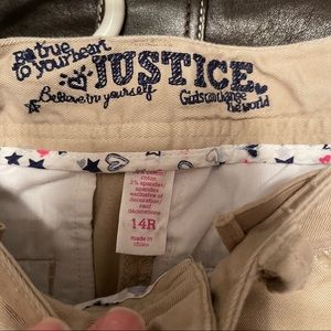 Justice Twill Khaki Cargo shorts Size 14 R